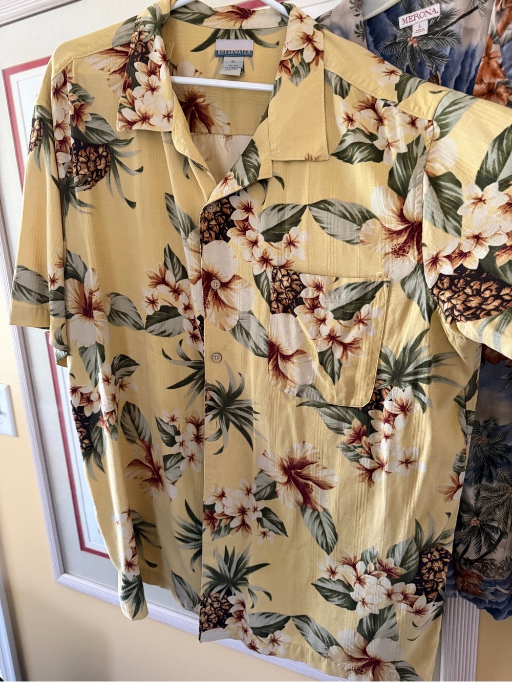 TB Breakwater Yellow Floral Hawaiian Button-Down Shirt 1